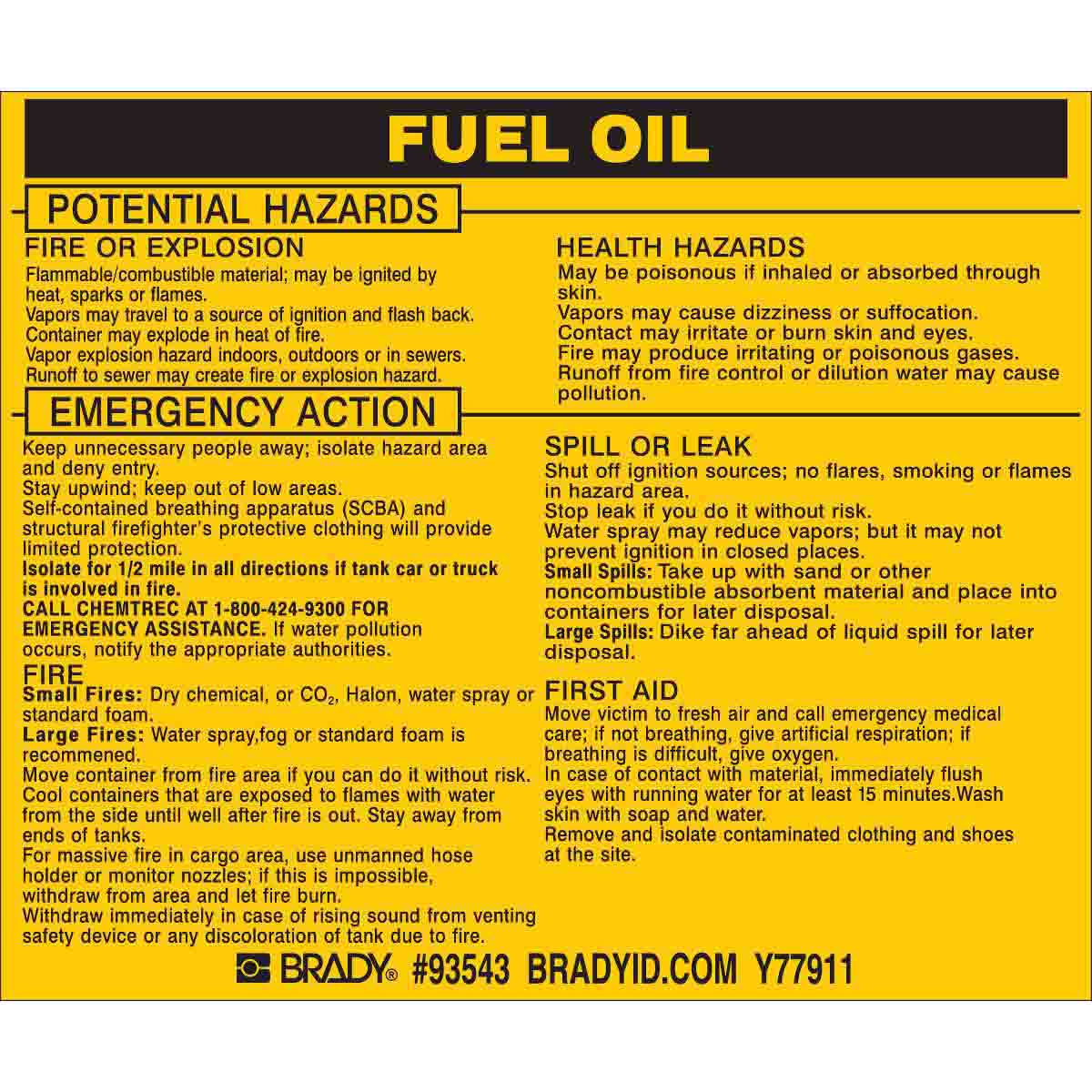 FUEL OIL Labels Black on Yellow