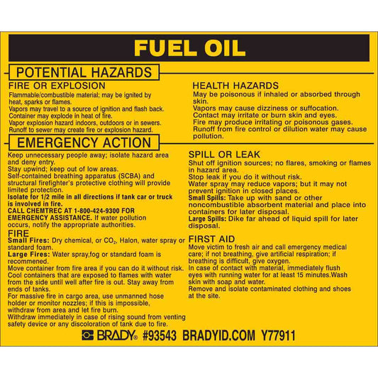 FUEL OIL Labels Black on Yellow