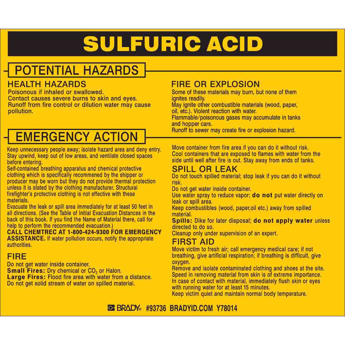 SULFURIC ACID Labels 3.75x4.5 BK/YL