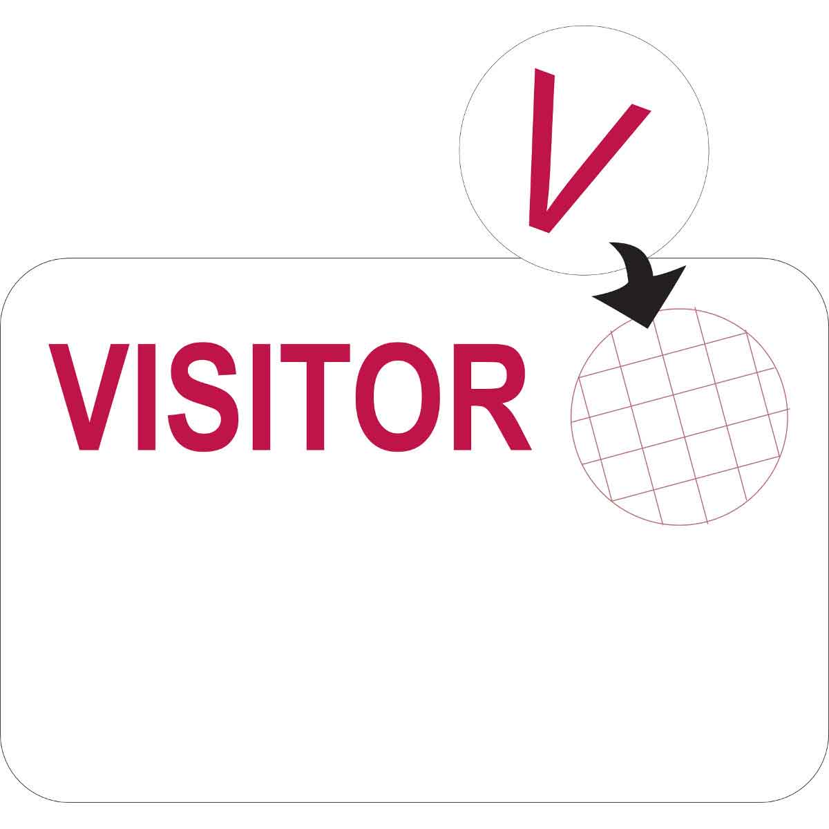 3X3 CARDBADGE-VISITOR WITH V SPOT