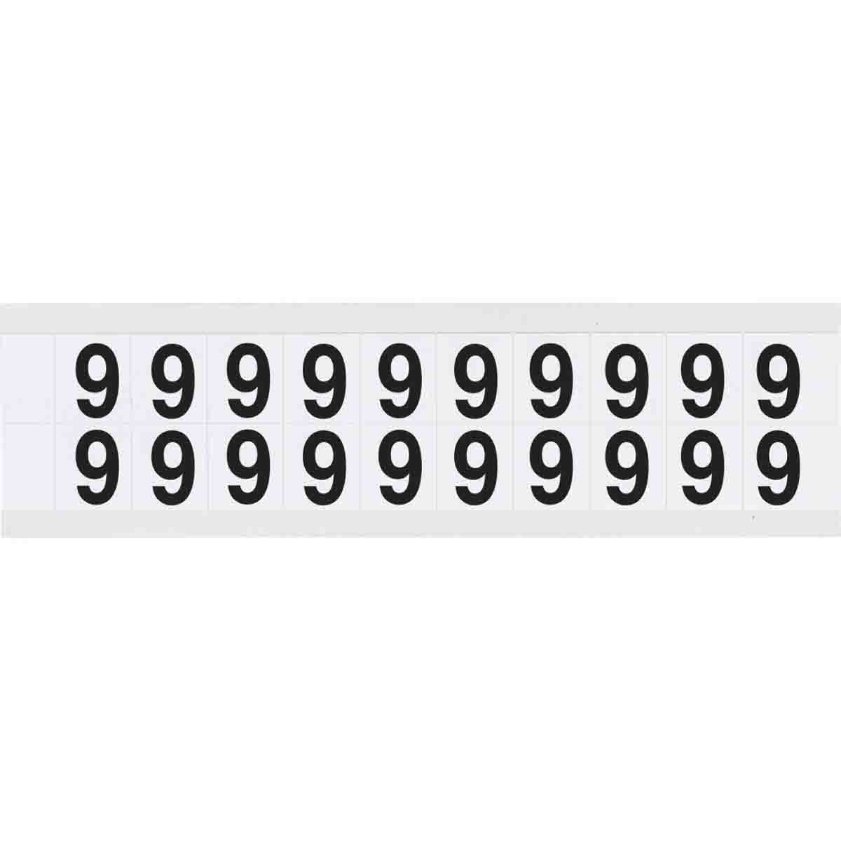 0.625" Vinyl N&L Black on White 9 20/PK
