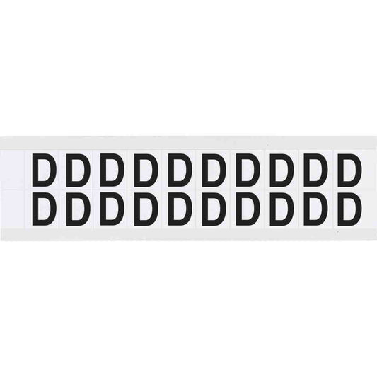 0.625" Vinyl N&L Black on White D 20/PK