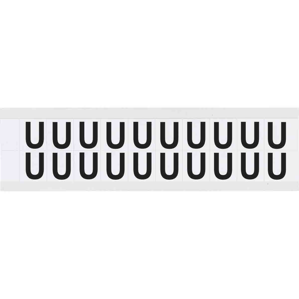 0.625" Vinyl N&L Black on White U 20/PK