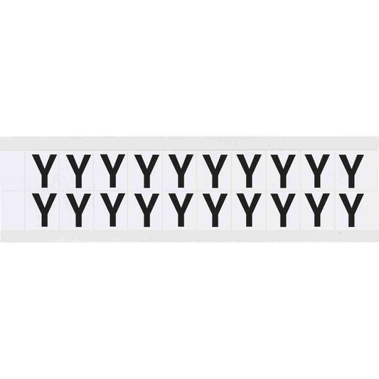 0.625" Vinyl N&L Black on White Y 20/PK