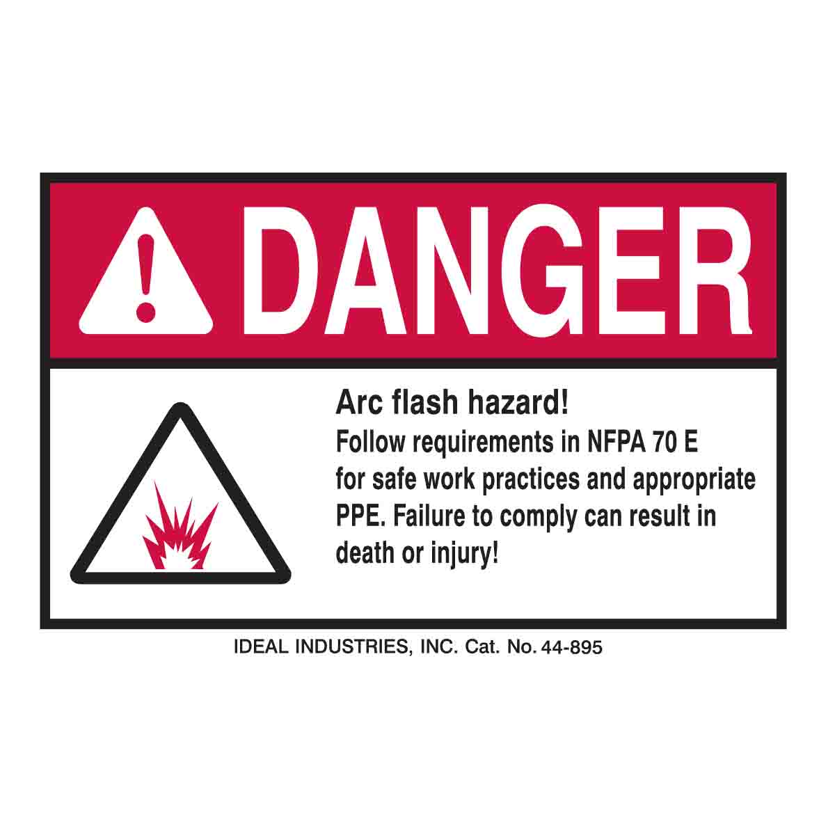 B302 4X6 BLK,RED/WHT 5/PK ARC FLASH