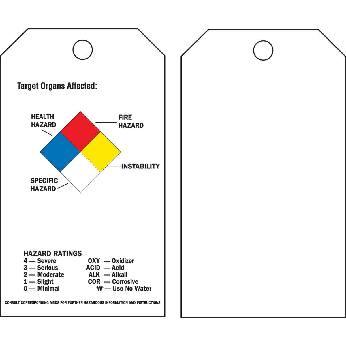 TAG B851,5.75X3 NFPA RTK TAG,25/PAC