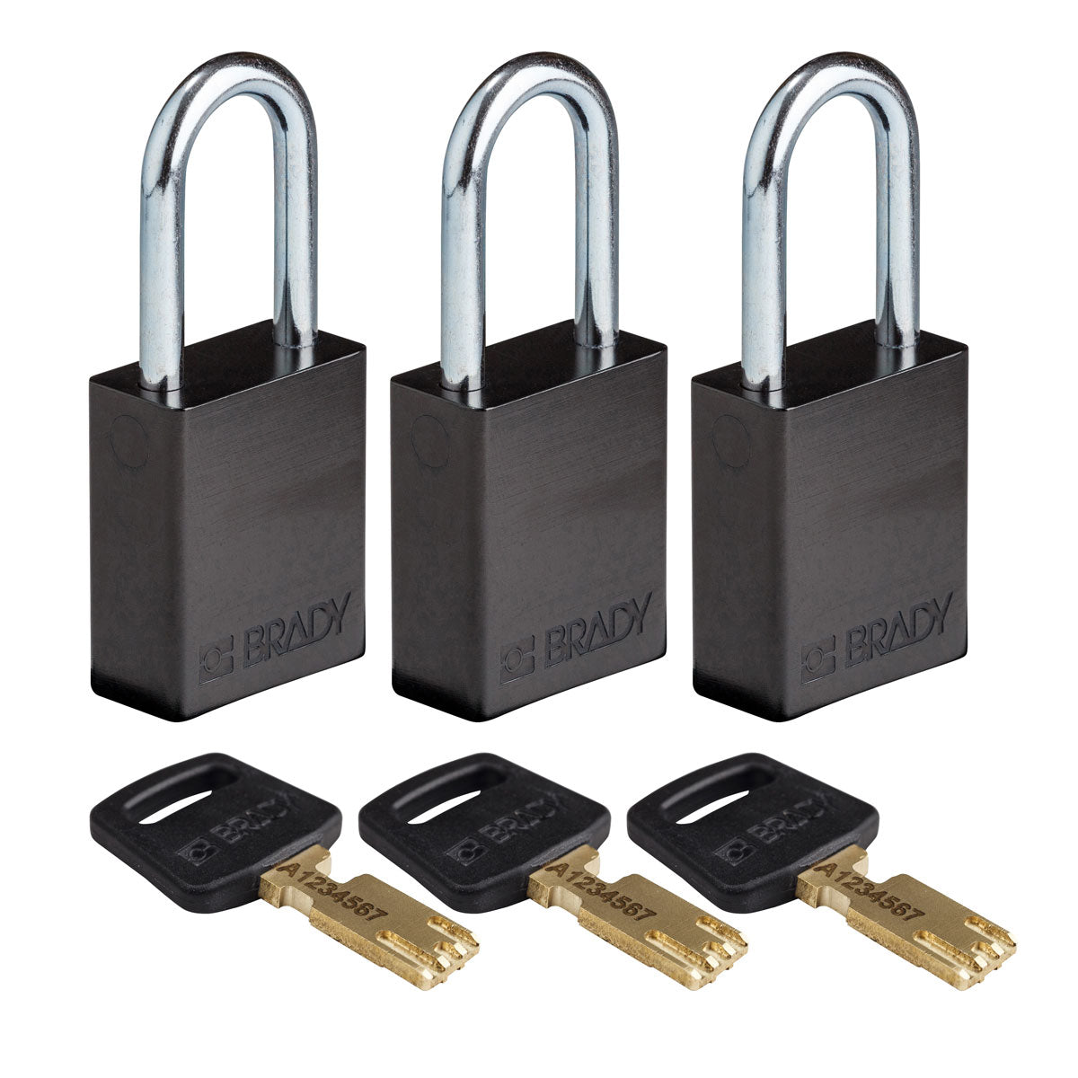 Alum Padlock 1.5" Steel Shkl KA BK 3PK