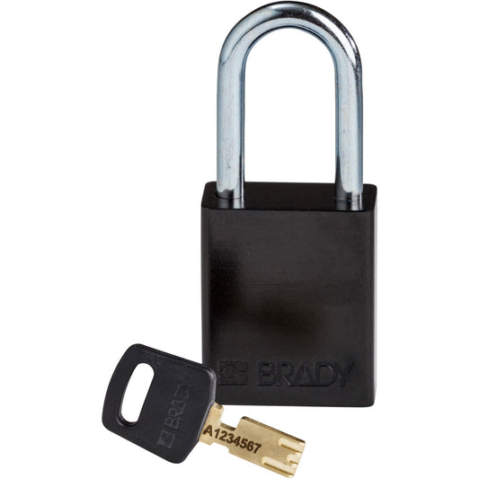 Alum Padlock 1.5" Steel Shackle KD BK