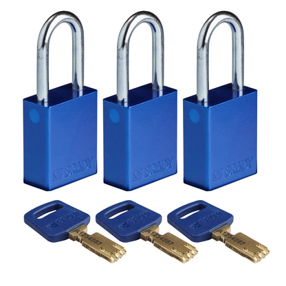 Alum Padlock 1.5" Steel Shkl KA BU 3PK