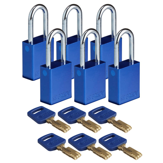 Alum Padlock 1.5" Steel Shkl KD BU 6PK