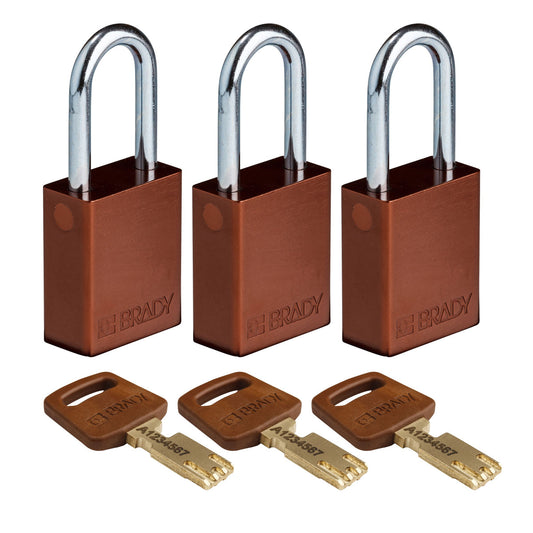 Alum Padlock 1.5" Steel Shkl KA BN 3PK