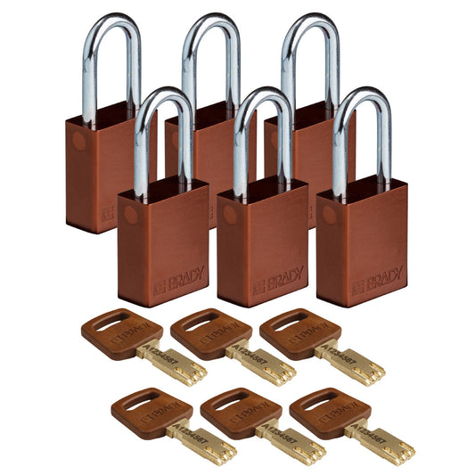 Alum Padlock 1.5" Steel Shkl KD BN 6PK