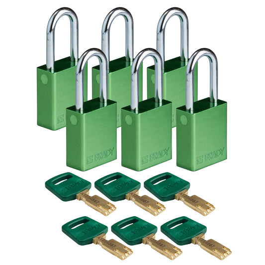 Alum Padlock 1.5" Steel Shkl KD GN 6PK