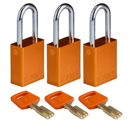 Alum Padlock 1.5" Steel Shkl KA OR 3PK