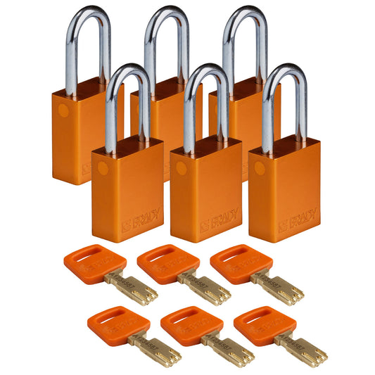 Alum Padlock 1.5" Steel Shkl KD OR 6PK