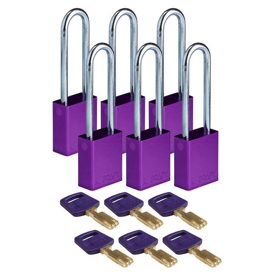 Alum Padlock 3" Steel Shackle KD PL 6PK