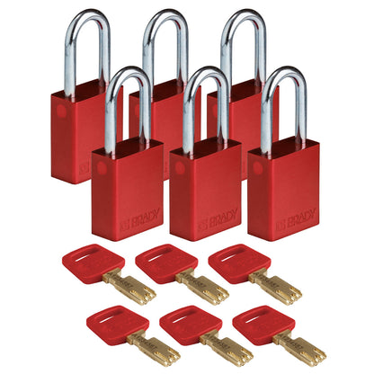 Alum Padlock 1.5" Steel Shkl KD RD 6PK