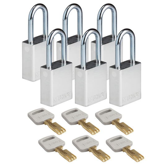 Alum Padlock 1.5" Steel Shkl KD SL 6PK