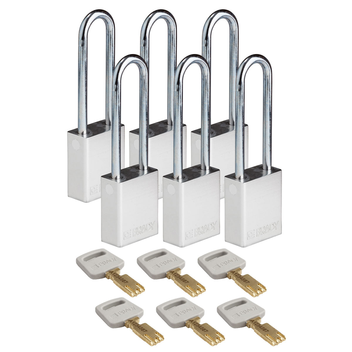 Alum Padlock 3" Steel Shackle KD SL 6PK