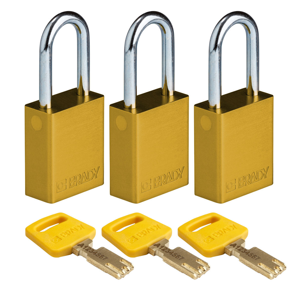 Alum Padlock 1.5" Steel Shkl KA YL 3PK