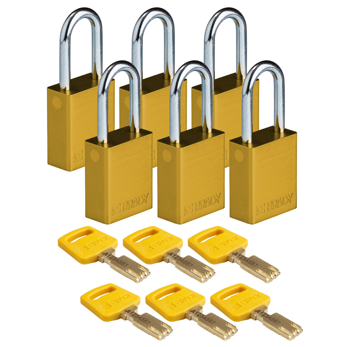 Alum Padlock 1.5" Steel Shkl KD YL 6PK