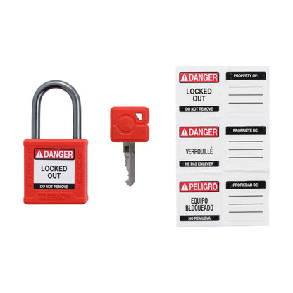 Nylon Padlock 1" Alum Shackle KA RD 6PK