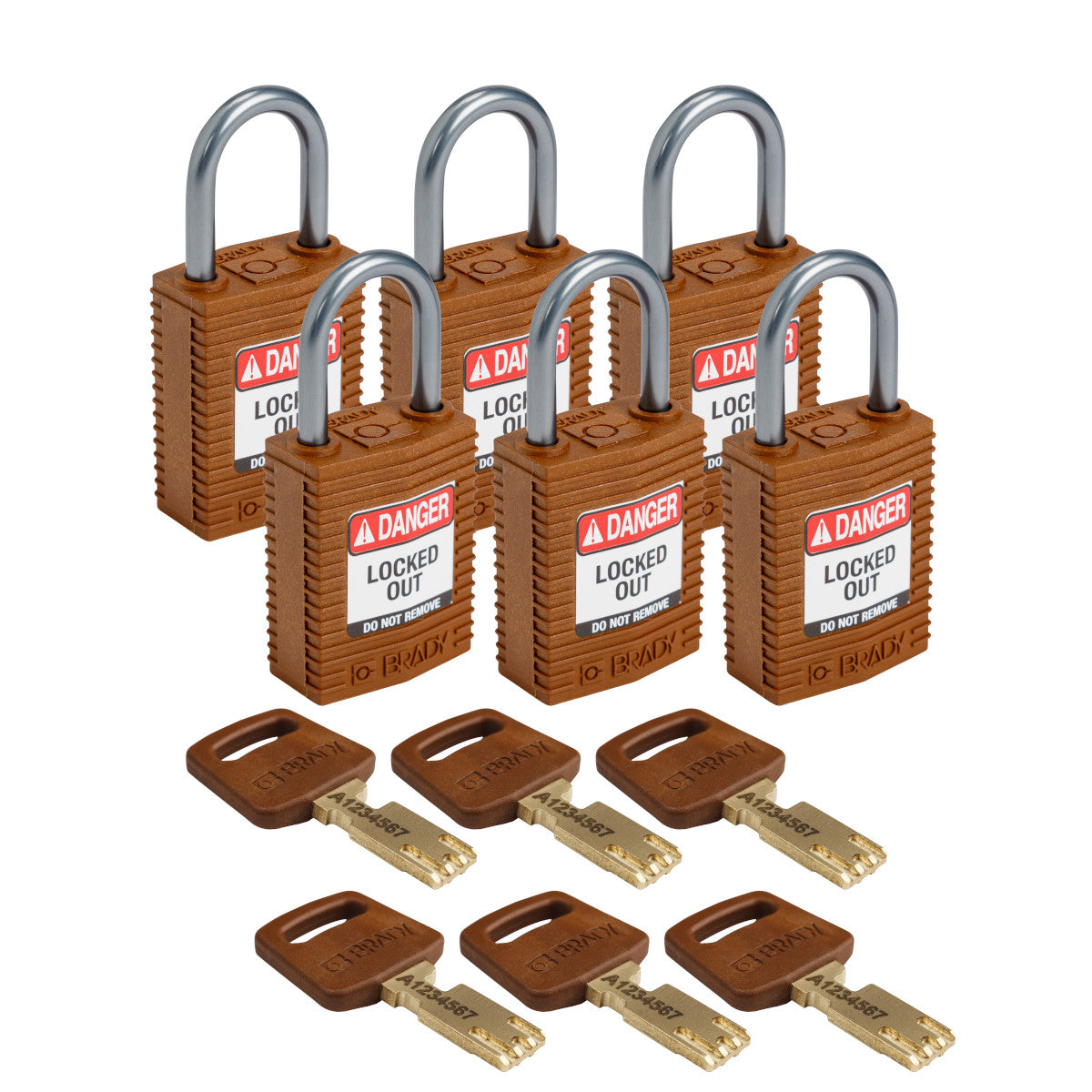 Comp Padlock Nyl 1" Alum Shkl KD BN 6PK