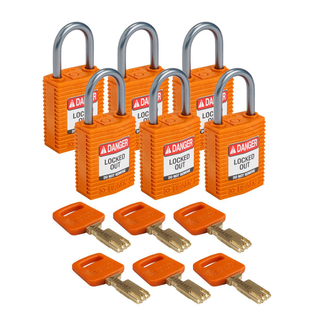 Comp Padlock Nyl 1" Alum Shkl KD OR 6PK