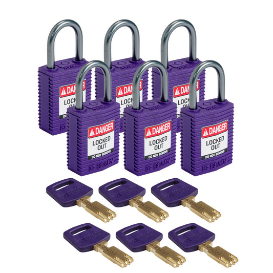 Comp Padlock Nyl 1" Alum Shkl KD PL 6PK