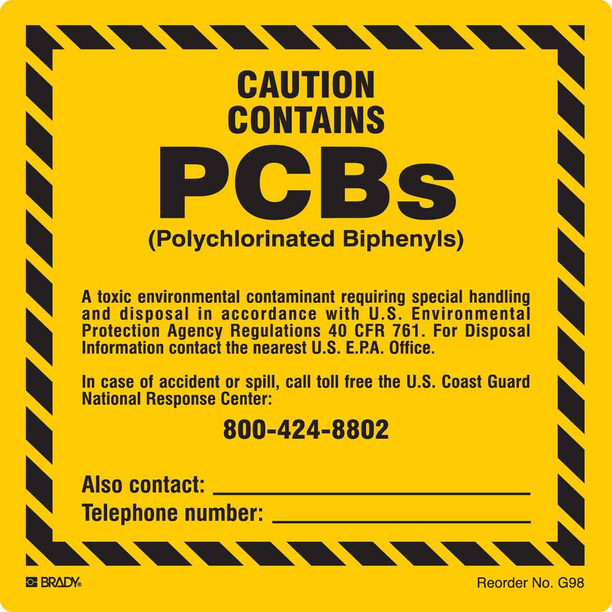 B-302 6X6 100/PK CAUTION CONTAINS PCBS