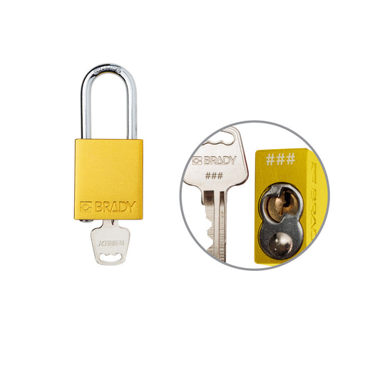Padlock Alum YLW 1.5in Steel KeyCode36