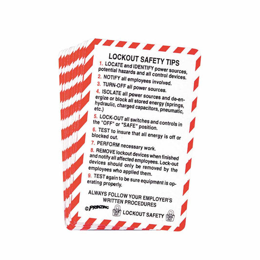 PRINZING LOCKOUT SAFETY CARD 10/EA
