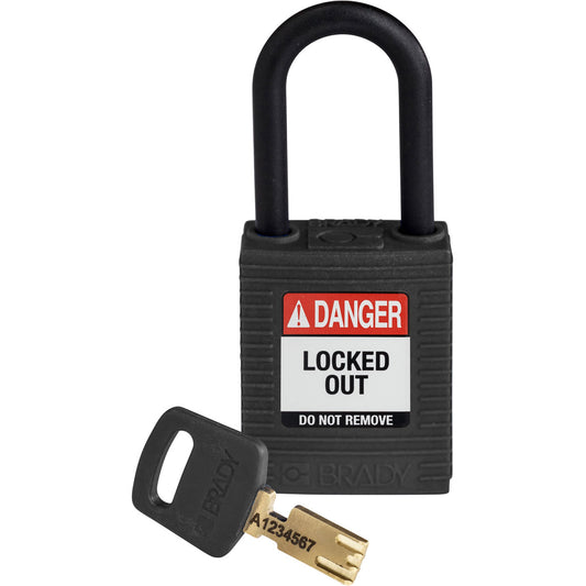 Nylon Padlock 1.5" Plastic Shackle KD BK