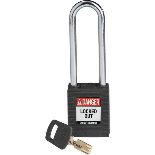 Nylon Padlock 3" Steel Shackle KD BK