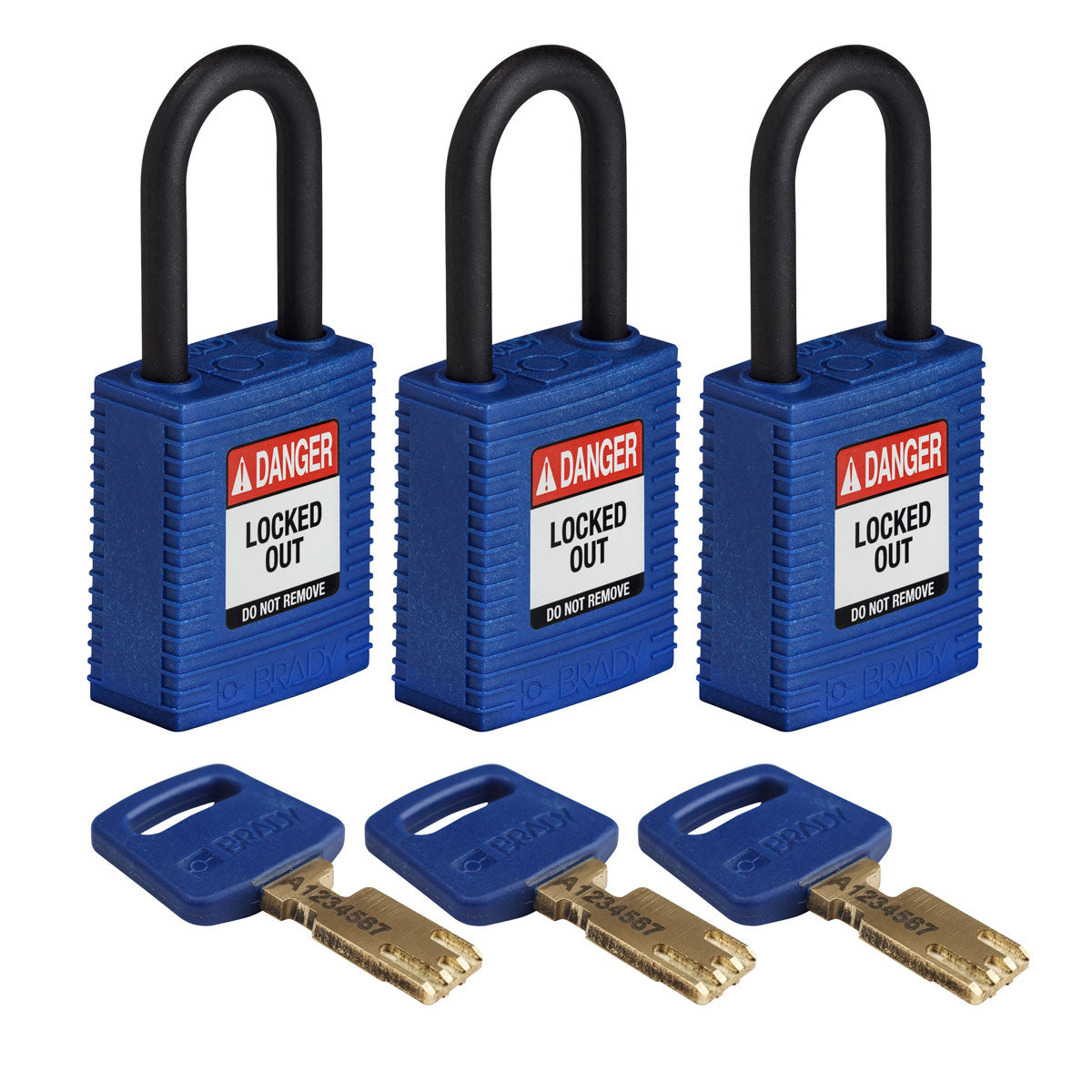 Nylon Padlock 1.5" Plst Shkl KA BU 3PK