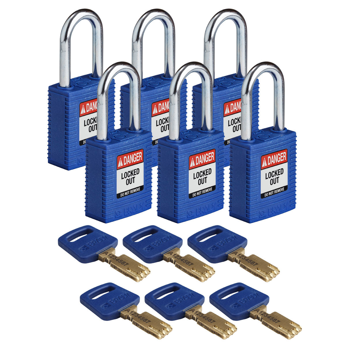 Nylon Padlock 1.5" Steel Shkl KD BU 6PK