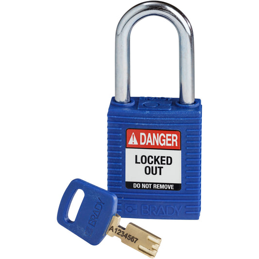 Nylon Padlock 1.5" Steel Shackle KD BU