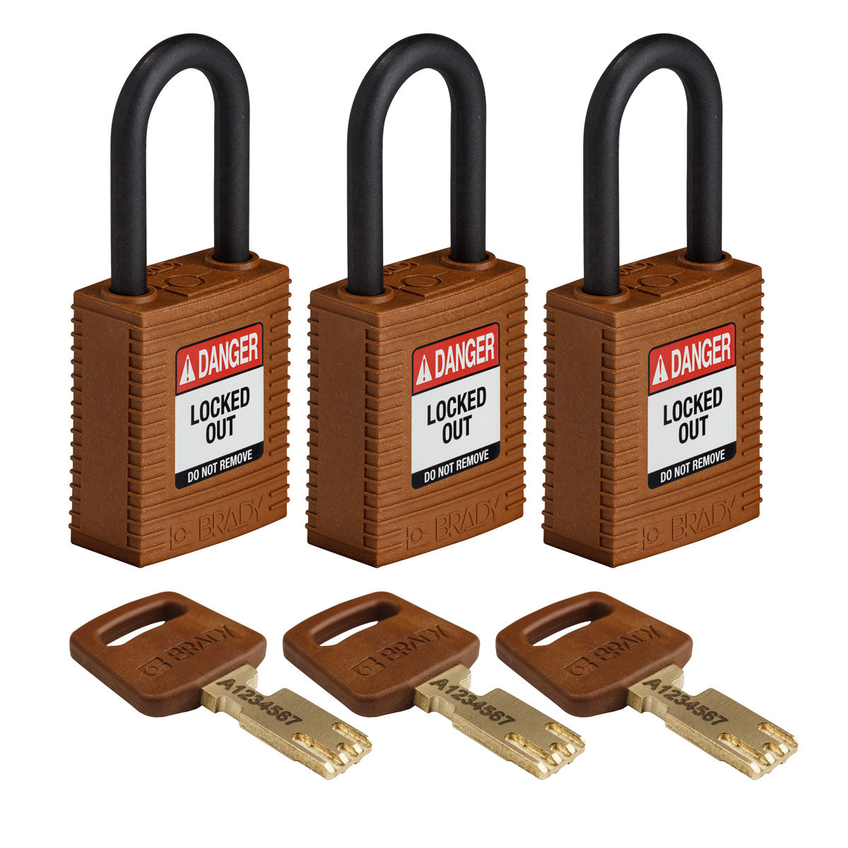 Nylon Padlock 1.5" Plst Shkl KA BN 3PK