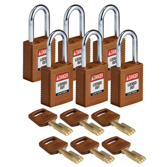 Nylon Padlock 1.5" Steel Shkl KD BN 6PK