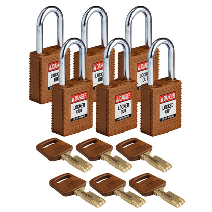 Nylon Padlock 1.5" Steel Shkl KA BN 6PK