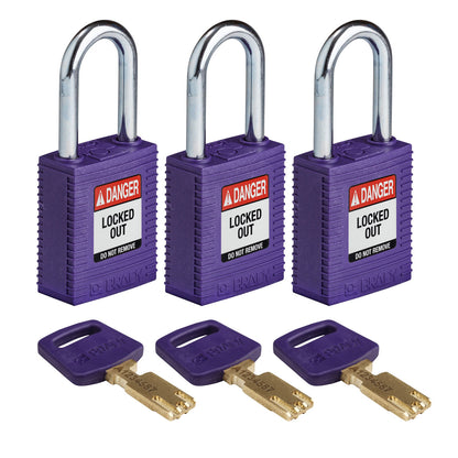 Nylon Padlock 1.5" Steel Shkl KA PL 3PK