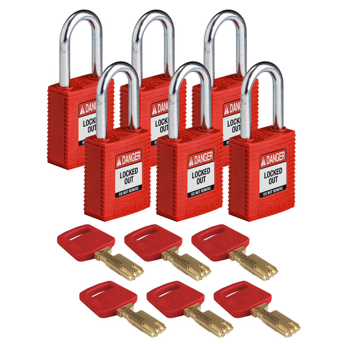 Nylon Padlock 1.5" Steel Shkl KD RD 6PK