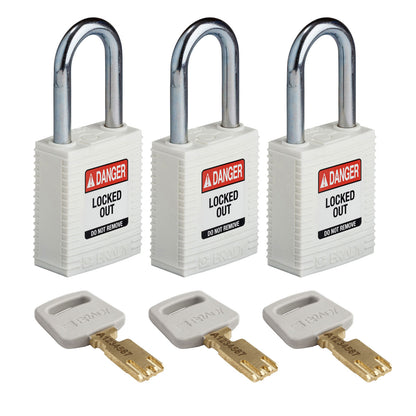 Nylon Padlock 1.5" Steel Shkl KA WT 3PK