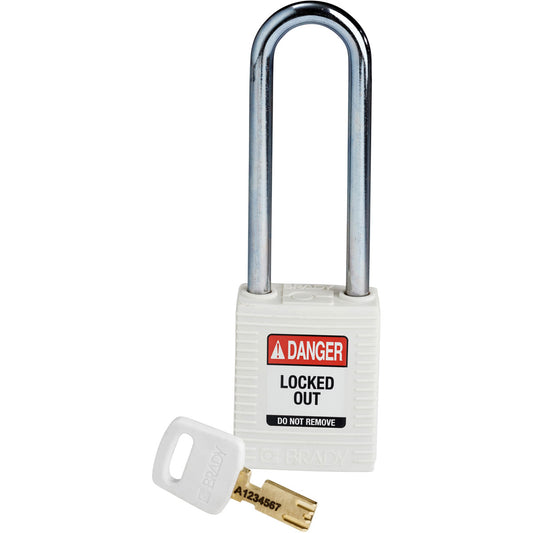 Nylon Padlock 3" Steel Shackle KD White