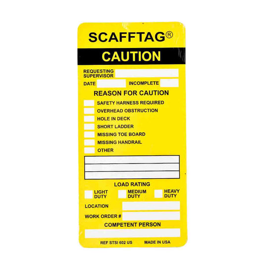 SCAFFTAG INSERTS CAUTION 100/PK YLW