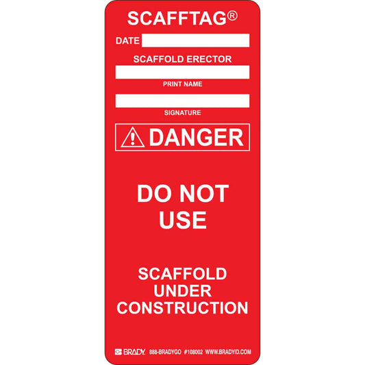 SCAFFTAG INSERTS,STSI 629,RED,100/PK