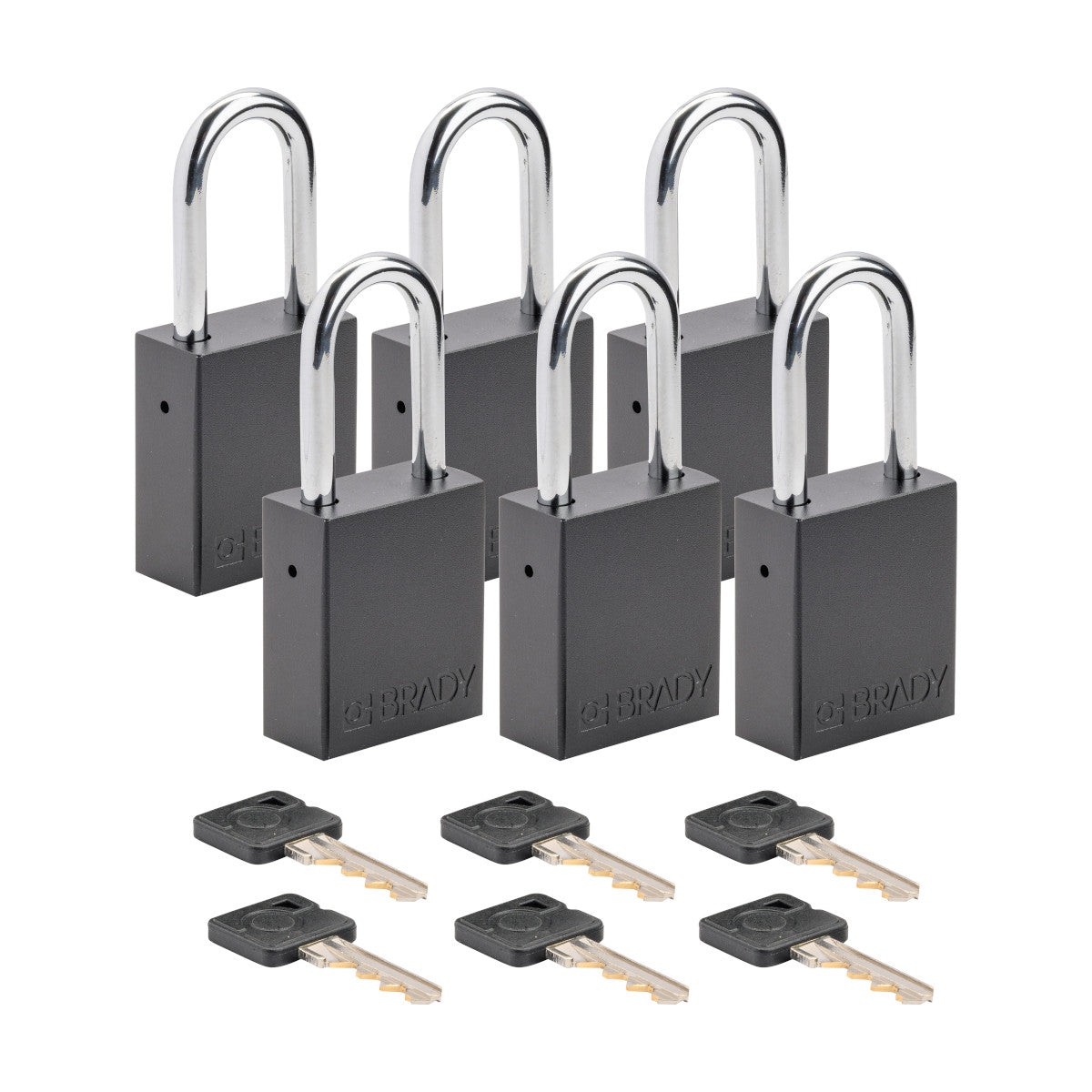 ALU Padlocks Steel Shackle BLK KA6pk