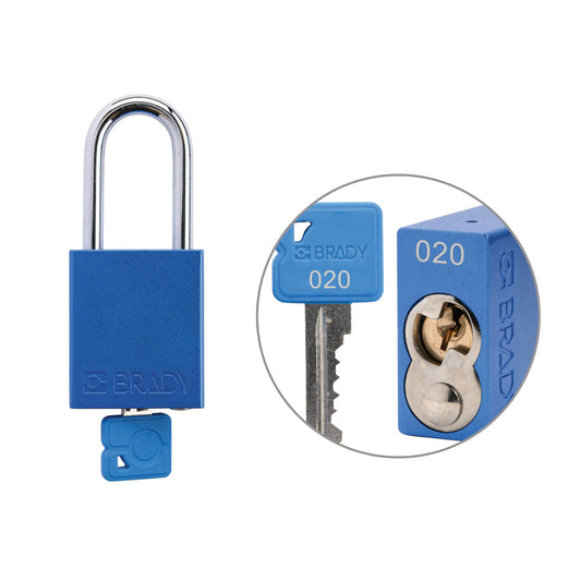 Padlock Alum BLU 1.5in Steel KeyCode20