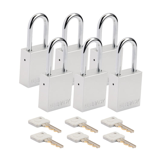 ALU Padlocks Steel Shackle WHT KA6pk