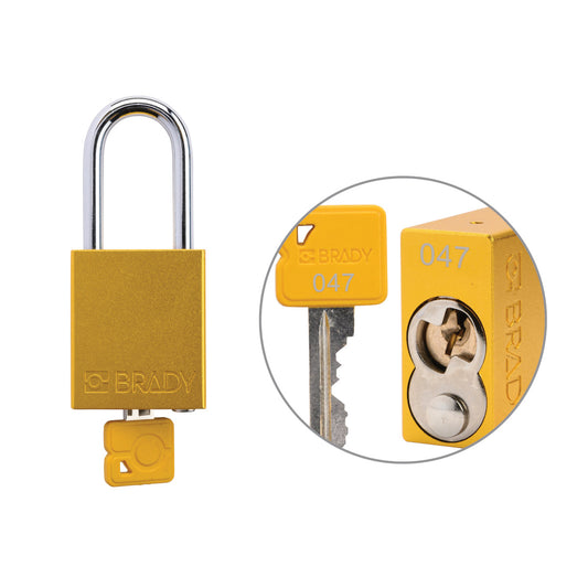 Padlock Alum YLW 1.5in Steel KeyCode47